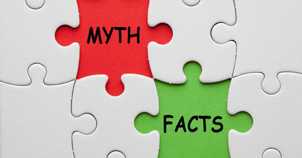 Puzzle pieces with words myth and facts representing common sleep myths debunked concept